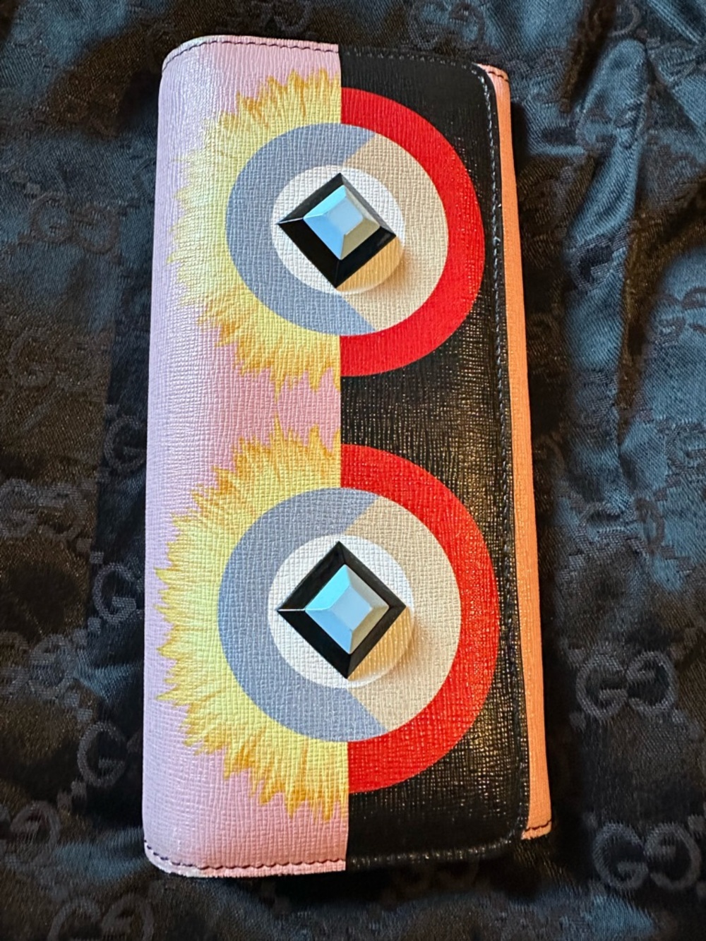 Fendi Continental Monster Multicolor Leather Wallet